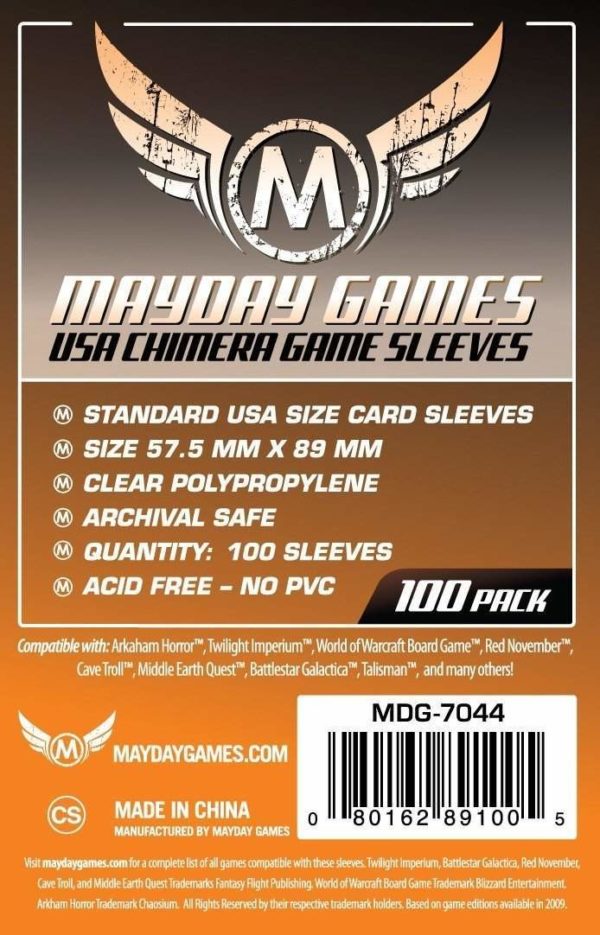 Buy Mayday Standard Sleeves: Standard USA Chimera Card Sleeves (57.5 x 89mm) - Pack of 100 only at Bored Game Company.