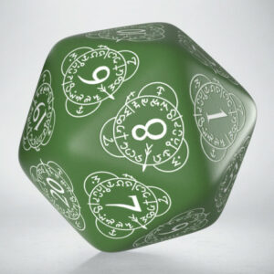 Buy Q Workshop: D20 Level Counter Green & White Die (1) only at Bored Game Company.