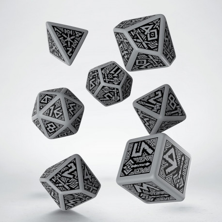 Buy Q Workshop: Dwarven Gray & Black Dice Set (7) only at Bored Game Company.