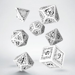 Buy Q Workshop: Elvish White & Black Dice Set (7) only at Bored Game Company.