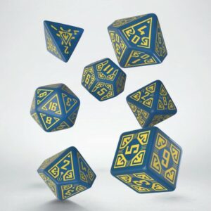 Buy Q Workshop: Arcade Blue & Yellow Dice Set only at Bored Game Company.