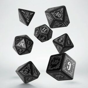 Buy Q Workshop: Bloodsucker Black & Silver Dice Set only at Bored Game Company.