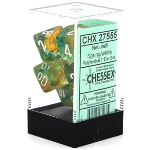 Buy Chessex - Nebula - Poly Set (x7) - Luminary - Spring/White only at Bored Game Company.
