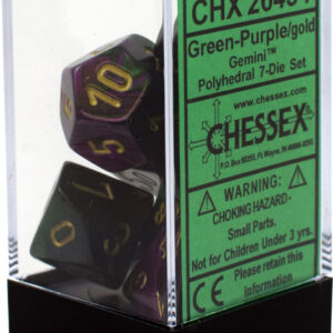 Buy Chessex - Gemini - Poly Set (x7) - Green-Purple/Gold only at Bored Game Company.