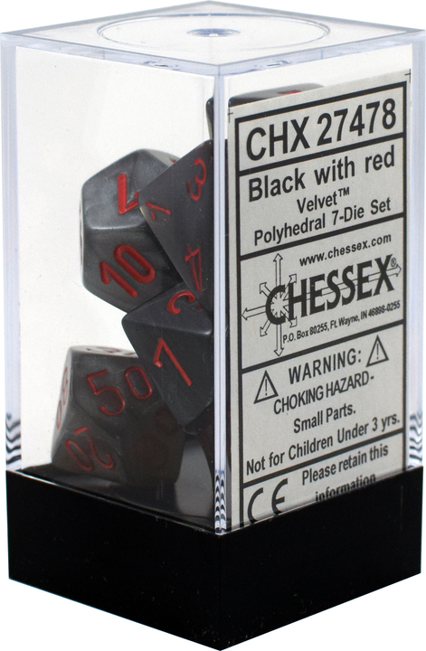 Buy Chessex - Velvet - Poly Set (x7) - Black/Red only at Bored Game Company.
