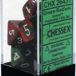 Buy Chessex - Gemini - Poly Set (x7) - Green-Red/White only at Bored Game Company.