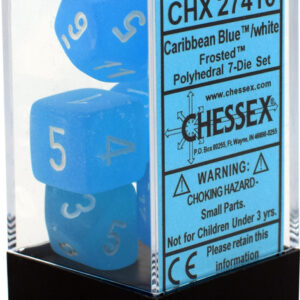 Buy Chessex - Frosted - Poly Set (x7) - Caribbean Blue/White only at Bored Game Company.