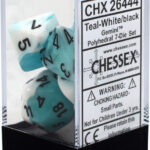 Buy Chessex - Gemini - Poly Set (x7) - Teal-White/Black only at Bored Game Company.