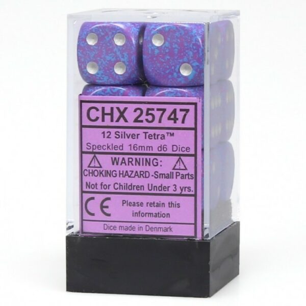 Buy Chessex - Speckled - 16mm D6 (x12) - Silver Tetra only at Bored Game Company.