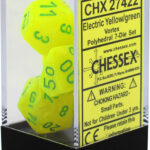 Buy Chessex - Vortex - Poly Set (x7) - Electric Yellow/Green only at Bored Game Company.