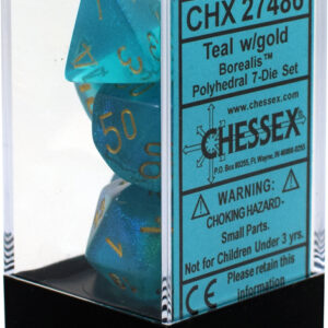 Buy Chessex - Borealis - Poly Set (x7) - Teal/Gold only at Bored Game Company.