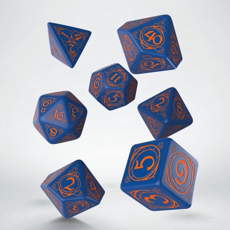 Buy Q Workshop: Wizard Dark-Blue & Orange Dice Set only at Bored Game Company.