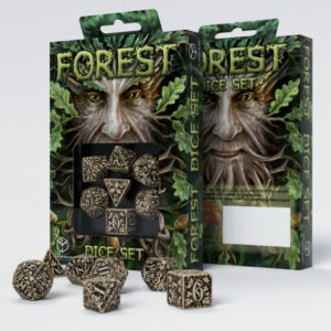 Buy Q Workshop: Forest 3D Beige & Black Dice Set (7) only at Bored Game Company.